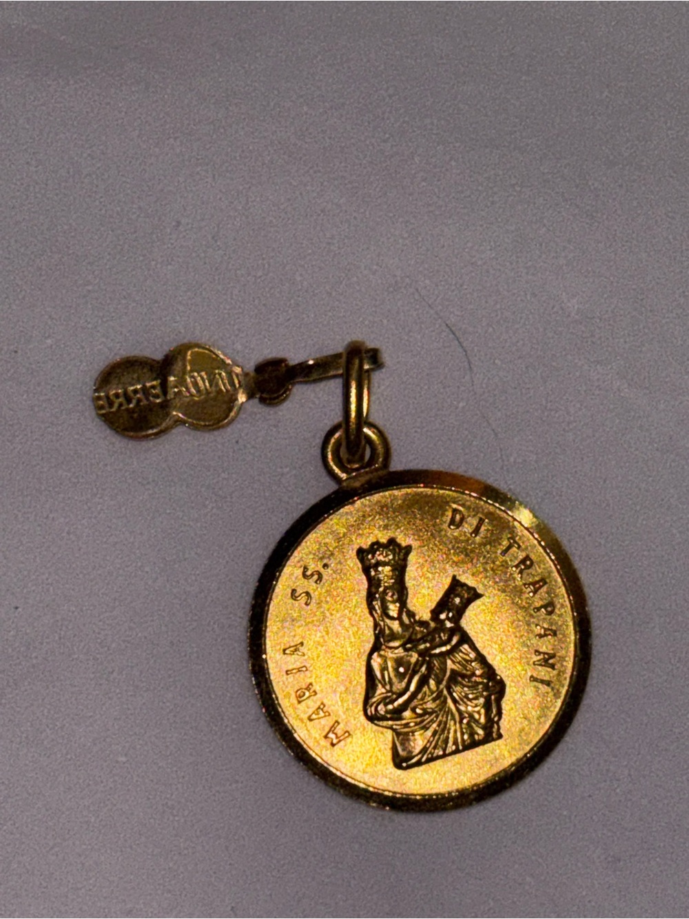 Maria SS DI Trapani    Vintage 50’s Medal Pendant  trapani italy  18K